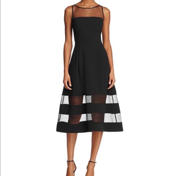Aidan By Aidan Mattox Illusion Fit-and-Flare Dress